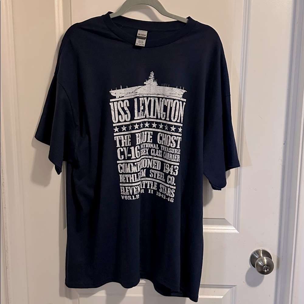 Dark Blue Gildan Tee - USS Lexington